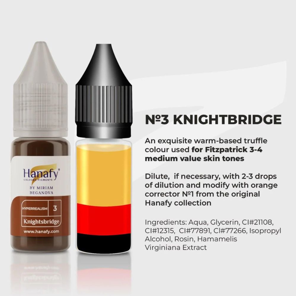 Pigment p/u micropigmentare sprincenelor HYPERREALISM №3 KNIGHTBRIDGE by MIRIAM BEGANOVA 5ml - HANAFY - imagine 3