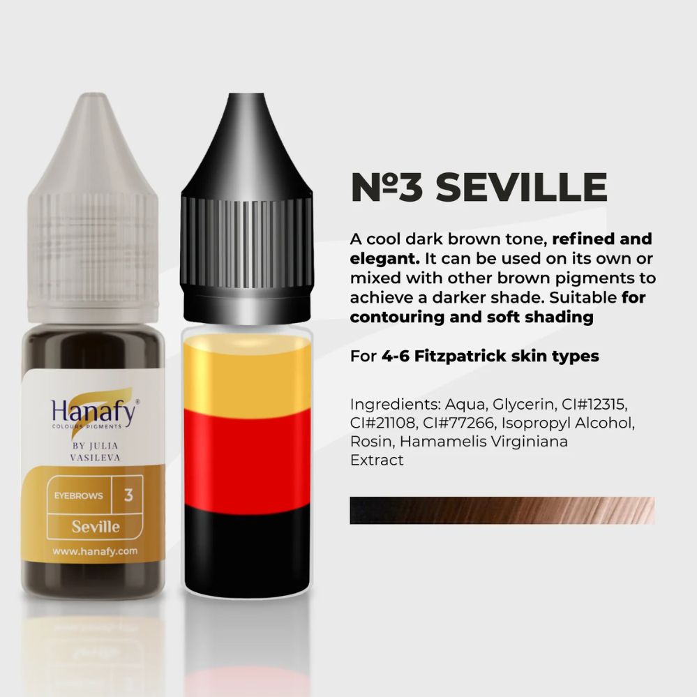 Pigment p/u micropigmentare sprincenelor №3 SEVILLE by JULIA VASILEVA 10ml - HANAFY - imagine 2