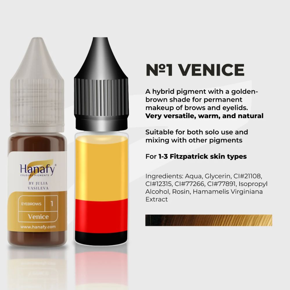 Pigment p/u micropigmentare sprincenelor №1 VENICE by JULIA VASILEVA 5ml - HANAFY - imagine 2