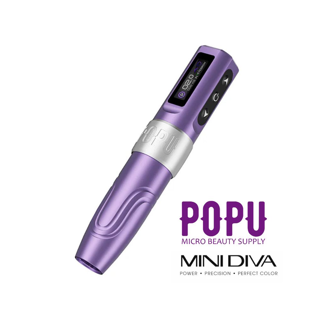 POPU MINI DIVA x2 EXTRA BATTERIES - PURPLE Wireless Makeup Pen (Stroke 3.0mm) - imagine 2