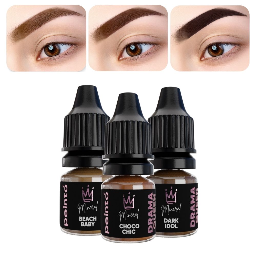 Set pigmentii p/u micropigmentare SET MINERAL DRAMA QUEEN BROWS - PEINTO 3*5ml,1*10ml - imagine 2