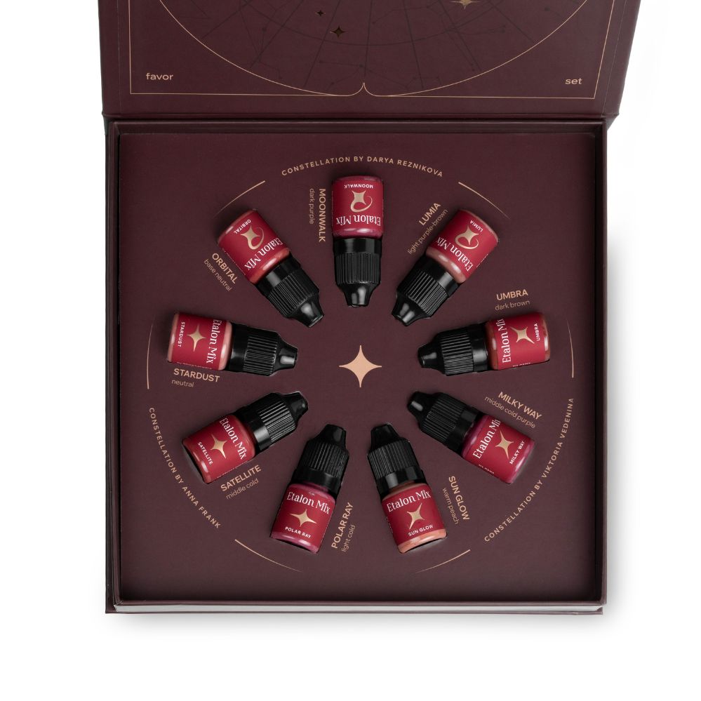 Set pigmenti p/u micropigmentare buze SET LIPS FAVOR LINE 9buc x 5ml - ETALON MIX - imagine 3