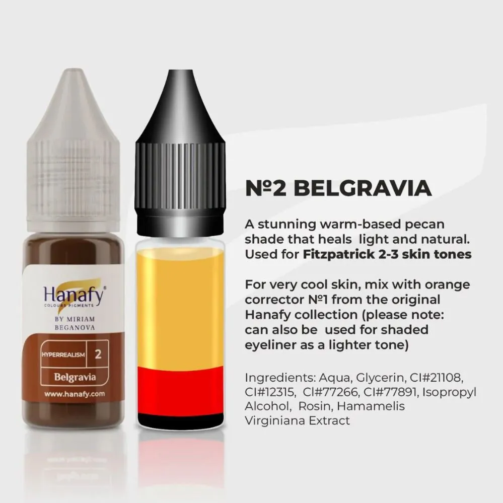 Pigment p/u micropigmentare sprincenelor HYPERREALISM №2 BELGRAVIA by MIRIAM BEGANOVA BELGRAVIA 10ml - HANAFY - imagine 3