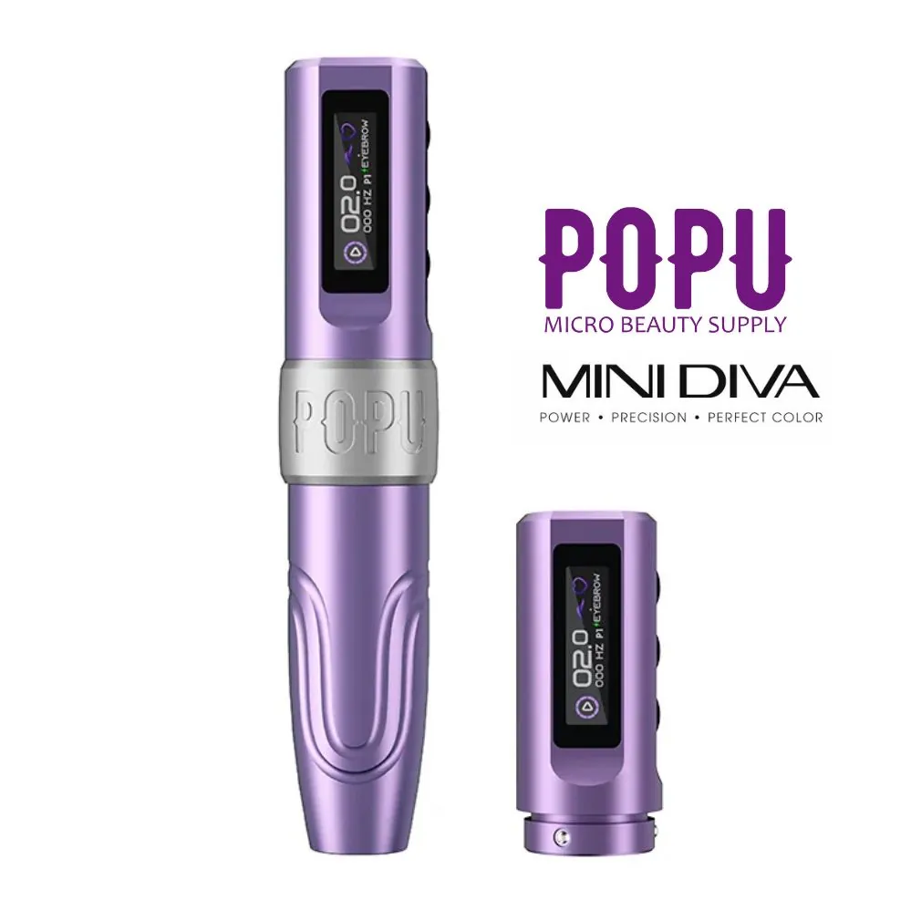 POPU MINI DIVA x2 EXTRA BATTERIES - PURPLE Wireless Makeup Pen (Stroke 3.0mm)